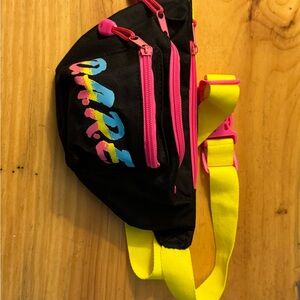 Vintage D.A.R.E. Vibrant Black Kids Waist Bag with Yellow Strap- Drug Free- 90’s